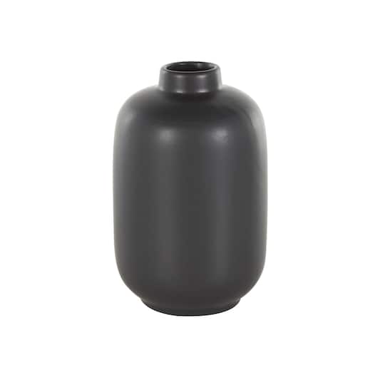 8" Black Minimalistic Ceramic Cylinder Vase